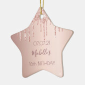 Sweet 16 roos gouden glitter roze keramisch ornament (Links)