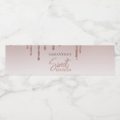 Sweet 16 Roos Gouden Glitter Script Verjaardagsfee Waterfles Etiket (Enkel label)