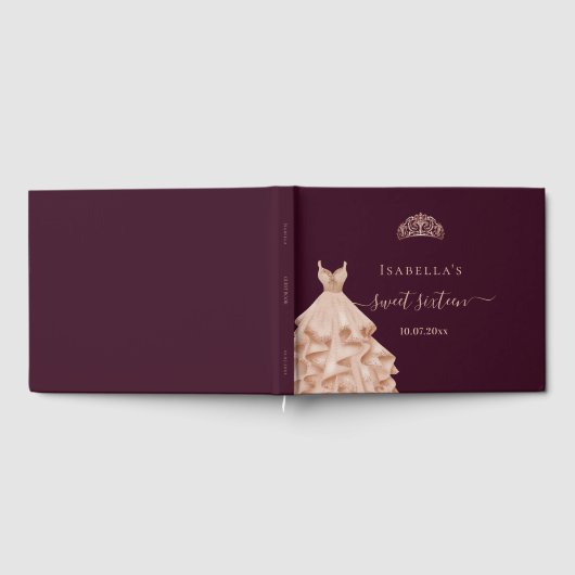 Sweet 16 roos gouden jurk tiara-naam gastenboek (Volledig)
