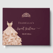 Sweet 16 roos gouden jurk tiara-naam gastenboek (Voorkant)