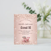 Sweet 16 roos gouden koets elegant uitnodiging briefkaart (Staand voorkant)