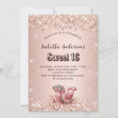 Sweet 16 roos gouden koets luxe kaart (Voorkant)