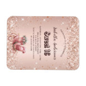 Sweet 16 roos gouden koets luxe uitnodiging magneet (Horizontaal)