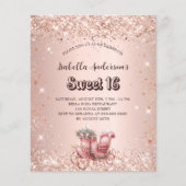 Sweet 16 roos gouden koets uitnodiging (Voorkant)