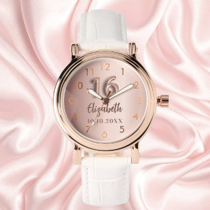 Sweet 16 roos gouden naam horloge