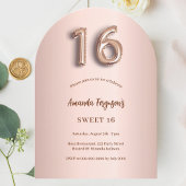 Sweet 16 roos gouden roze boog kaart