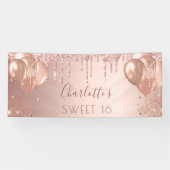 Sweet 16 roos gouden roze druppels ballonnen welko spandoek (Horizontaal)