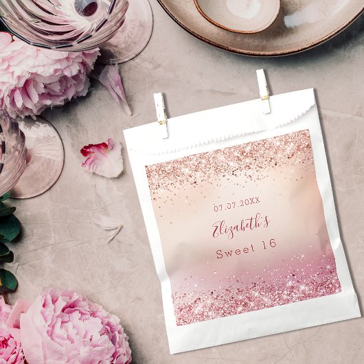 Sweet 16 roos gouden roze sprankelingen bedankzakje