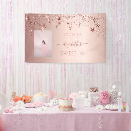 Sweet 16 roos gouden roze sterren foto spandoek
