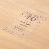 Sweet 16 roos gouden sterren Clear Party Acryl Uitnodigingen (Laagn)