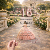 Sweet 16 roos gouden sterren Clear Party Acryl Uitnodigingen