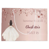 Sweet 16 roos gouden sterren ivoren jurk groot cadeauzakje (Achterkant)