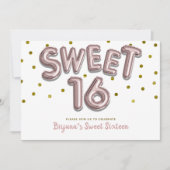 Sweet 16 Roos gouden Stippen Kaart (Voorkant)