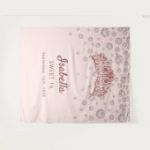 Sweet 16 roos gouden tiara kroonroze monogram wandkleed (Voorkant (horizontaal))