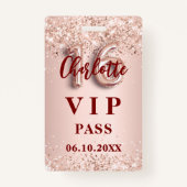 Sweet 16 roos gouden vip party pass badge (Voorkant)