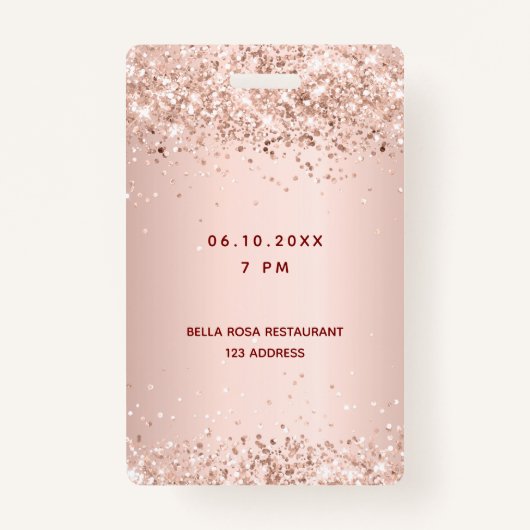 Sweet 16 roos gouden vip party pass badge (Achterkant)