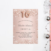 Sweet 16 roos gouden vuile glitter sparkles luxe kaart