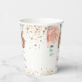 Sweet 16 roos goudflorals glitter-monogram papieren bekers (Rechts)