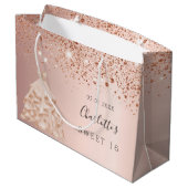 Sweet 16 roos goudglitter jurk groot cadeauzakje (Achterkant Gekanteld)