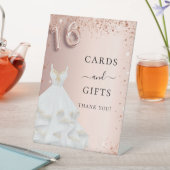 Sweet 16 roos goudglitter-kledingkaartjes cadeaus reclamebord met voetstuk (Insitu)