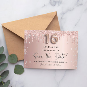 Sweet 16 roos goudzilver, met uitzondering van de save the date
