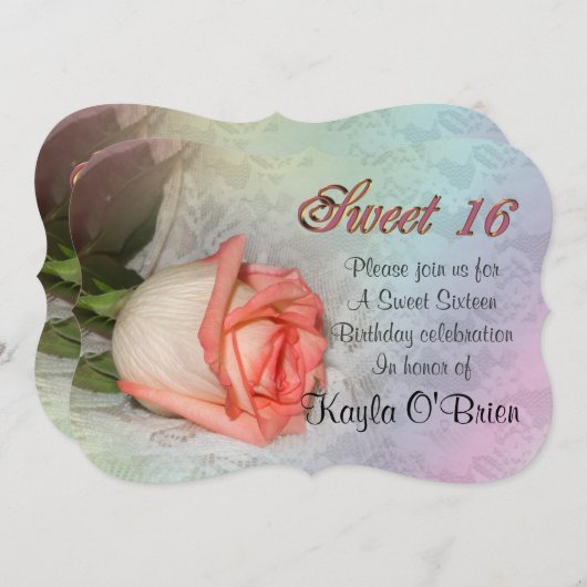 Sweet 16 roos kaart (Voorkant / Achterkant)