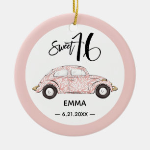 Sweet 16 Roos Roze fotonaam Keramisch siermiddel Keramisch Ornament