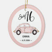 Sweet 16 Roos Roze fotonaam Keramisch siermiddel Keramisch Ornament (Links)