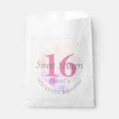 Sweet 16 Roos Roze verjaardag Bedankzakje (Voorkant)