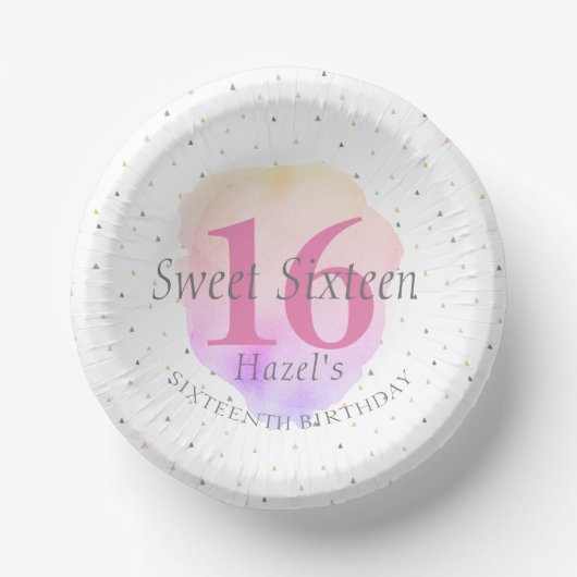 Sweet 16  Roos Roze  verjaardag Papieren Kommen (Voorkant)