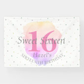 Sweet 16 Roos Roze verjaardag Spandoek (Horizontaal)