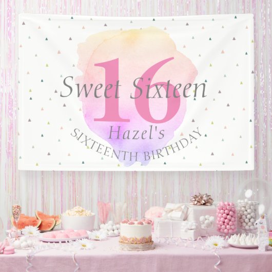 Sweet 16 Roos Roze verjaardag Spandoek (Feest)