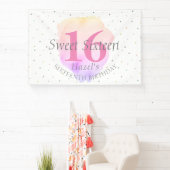 Sweet 16 Roos Roze verjaardag Spandoek (Insitu)