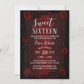 Sweet 16 Roos Vloer & Thorn Burgundy Red Glitter Kaart (Voorkant)