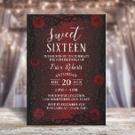 Sweet 16 Roos Vloer & Thorn Burgundy Red Glitter Kaart<br><div class="desc">Sweet 16 Roos Vloer & Thorn Burgundy Red Glitter Birthday Invitations.</div>