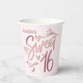 Sweet 16 Rose Gold Papieren Bekers (Voorkant)