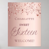 Sweet 16 rose gold stars welcome poster (Voorkant)
