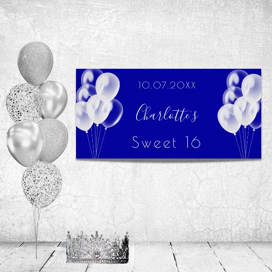 Sweet 16 royal blue ballons party perfect poster