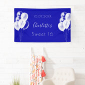 Sweet 16 royal blue ballons party spandoek (Insitu)