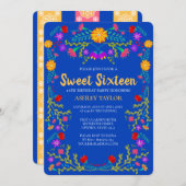 Sweet 16 Royal Blue Fiesta Bloemen 16e verjaardag Kaart (Voorkant / Achterkant)