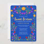 Sweet 16 Royal Blue Fiesta Bloemen 16e verjaardag Kaart (Voorkant)