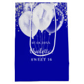 Sweet 16 royal blue glitter ballonnen name medium cadeauzakje (Achterkant)
