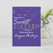 Sweet 16 Royal Blue Glitter Sliver Party Glam Kaart (Staand voorkant)