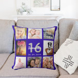 Sweet 16 royal blue photocollage name kussen<br><div class="desc">Een unieke gave voor de 16, 16e verjaardag van een meisje, die haar leven viert met een collage van 8 van je eigen foto's, afbeeldingen. Pas haar naam en een datum aan en voeg deze toe. Een trendy koninklijke blauwe achtergrond. De naam wordt geschreven met een modern handgeschreven stijlmanuscript met...</div>