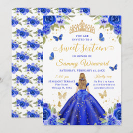 Sweet 16 Royal Blue Princess Blonde Girl Kaart