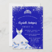 Sweet 16 royal blue Silver jurk tiara luxe Kaart (Voorkant)