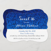 Sweet 16 Royal Blue Sparkle Invitation Kaart (Voorkant / Achterkant)