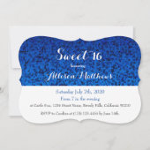Sweet 16 Royal Blue Sparkle Invitation Kaart (Voorkant)