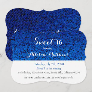 Sweet 16 Royal Blue Sparkle Invitation Kaart