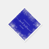 Sweet 16 royal blue zilver glitter stofmonogram servet (Hoek)